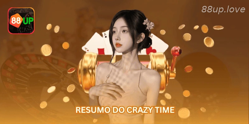 Crazy Time na 88UP com roda, segmentos de aposta e controle de saldo