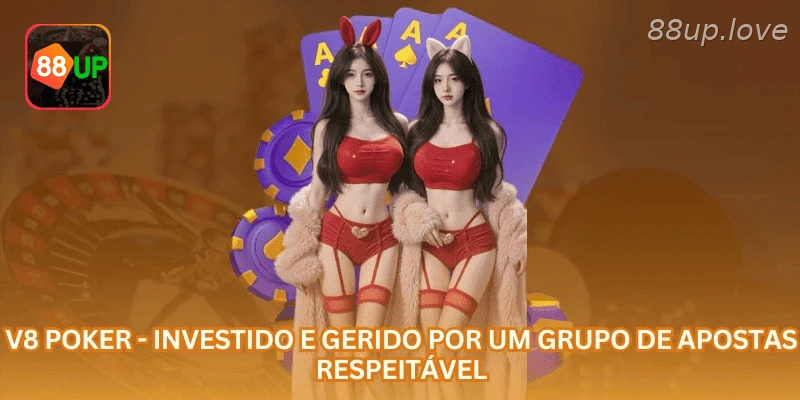 V8 Poker na 88UP com cartas, mesa e leitura responsável